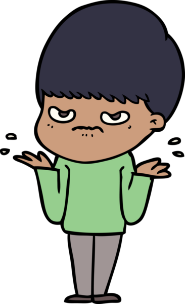 Bir insan tarafından çizilmiş sinirli çizgi film çocuğu.