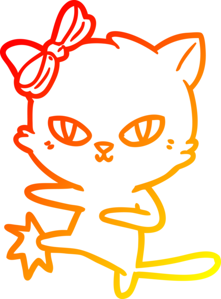 Bir insan tarafından çizilmiş sevimli bir çizgi film kedisinin sıcak çizgi çizgisi.