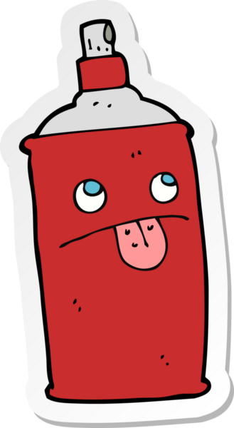 Bir insan tarafından çizilmiş çizgi film spreyinin çıkartması.