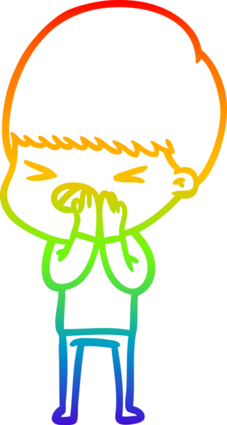 gökkuşağı gradyan çizgi çizimi bir insan tarafından çizilmiş stresli bir adam