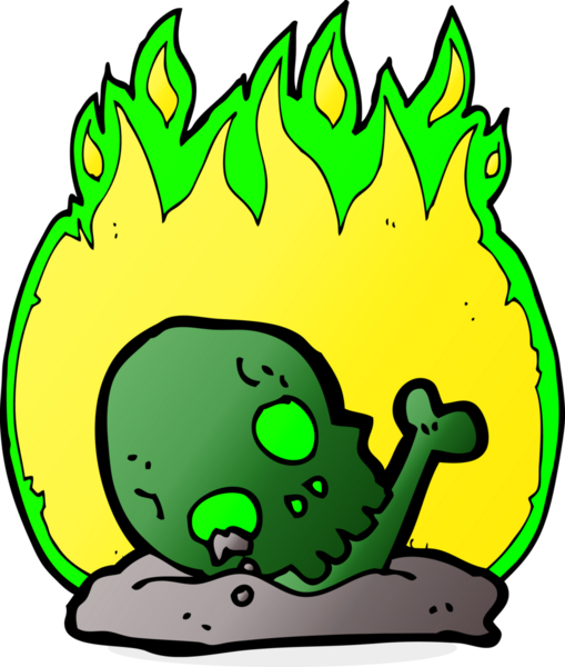 Bir insan tarafından çizilmiş eski kemikleri yakan çizgi film