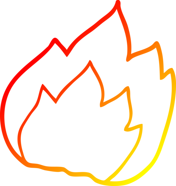 Bir insan tarafından çizilen çizgi film ateşinin sıcak eğim çizgisi.