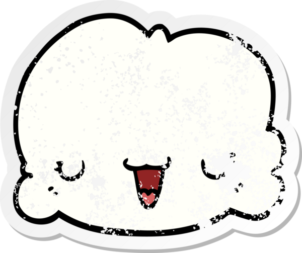 Bir insan tarafından çizilmiş şirin bir karikatür bulutunun sıkıntılı çıkartması.