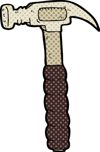 Bir insan tarafından çizilmiş karton çekiç.