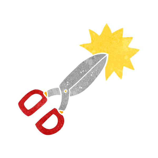 Bir insan tarafından çizilmiş el yazması retro makas.