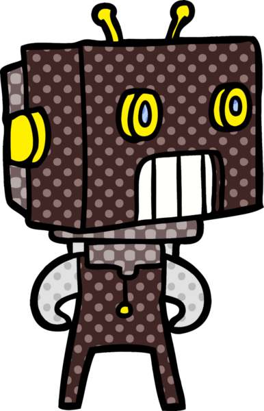 Bir insan tarafından çizilmiş çizgi film robotu