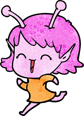 Bir insan tarafından çizilmiş uzaylı kız.