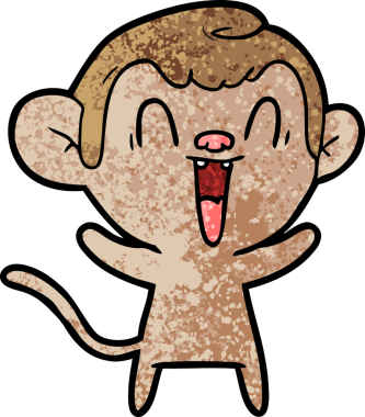 Bir insan tarafından çizilmiş gülen maymun çizgi filmi