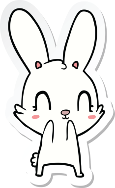 Bir insan tarafından çizilmiş şirin bir tavşanın çıkartması.