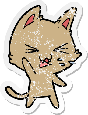 Bir insan tarafından çizilmiş bir çizgi film kedisinin sıkıntılı çıkartması.