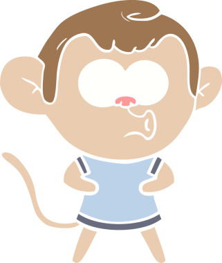 Bir insan tarafından çizilmiş düz renkli çizgi film.