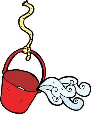 Bir insan tarafından çizilmiş çizgi film kovası.