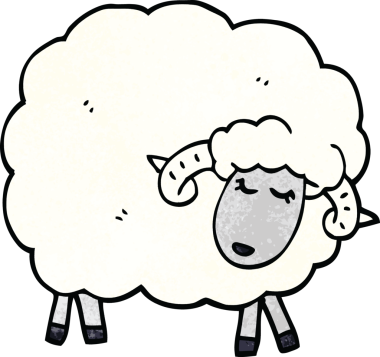 Bir insan tarafından çizilmiş boynuzlu karalama koyunu.