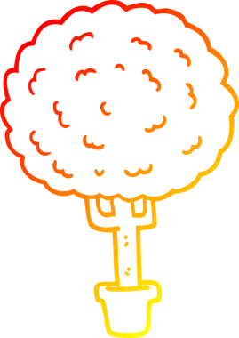 Bir insan tarafından çizilmiş bir çizgi film ağacının sıcak gradyan çizimi