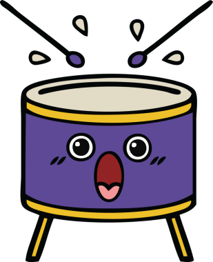 Bir insan tarafından çizilmiş şirin davul karikatürü.