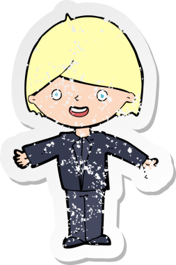 Bir insan tarafından çizilmiş mutlu bir adamın karikatür yapıştırması.