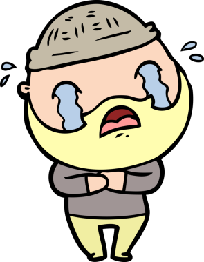 Çizgi film sakallı adam bir insan tarafından çizilmiş ağlıyor.