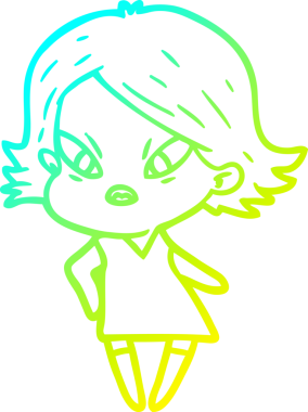 Bir insan tarafından çizilmiş soğuk gradyan çizgi çizimi stresli bir kadın