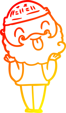 Sakallı bir adamın insan tarafından çizilmiş sıcak bir çizgi çizimi.