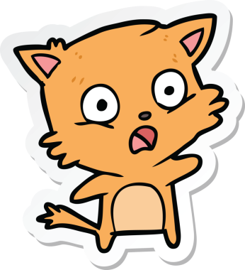 Bir insan tarafından çizilmiş çizgi film kedisinin çıkartması.