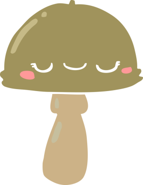 Bir insan tarafından çizilmiş düz renkli çizgi film mantarı