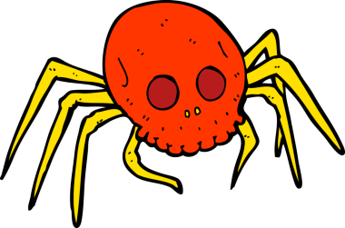 Bir insan tarafından çizilmiş ürkütücü kafatası örümceği.