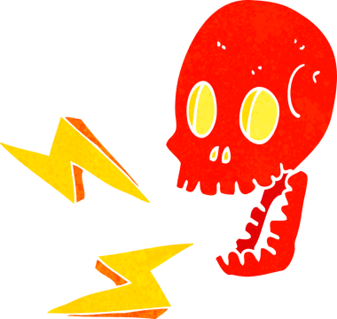 Bir insan tarafından çizilmiş çılgın bir kafatası