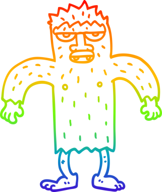 gökkuşağı gradyan çizgi çizimi bir insan tarafından çizilmiş kocaayak yaratık