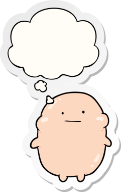 Düşünce baloncuğu bir insan tarafından çizilmiş bir çıkartma olan insan çizgi filmi.