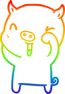 gökkuşağı gradyan çizimi mutlu çizgi domuz çizimi bir insan tarafından çizilmiş