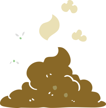 Bir insan tarafından çizilen dumanı tüten kaka yığınının düz renk çizimi