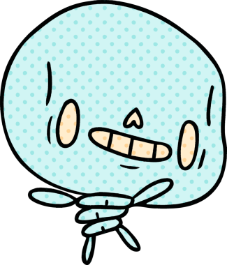 Bir insan tarafından çizilmiş güzel, ölü bir iskelet.