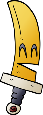 karikatür mutlu sihirli kılıç bir insan tarafından çizildi