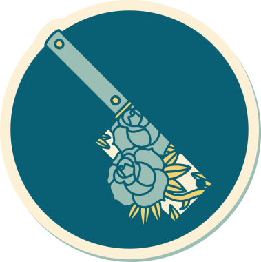 Geleneksel satır stili dövme çıkartması ve bir insan tarafından çizilmiş çiçekler.