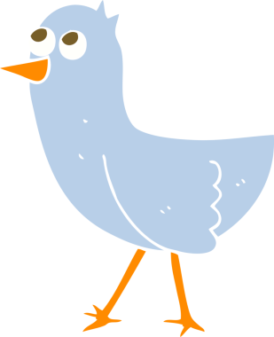 Bir insan tarafından çizilen kuşun düz renk çizimi