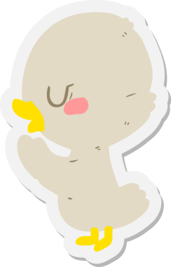 Bir insan tarafından çizilmiş ördek etiketi.