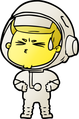 Çizgi film bir insan tarafından çizilmiş astronot.