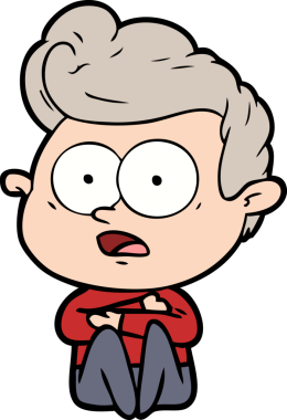 Bir insan tarafından çizilmiş çizgi film bakışlı adam.