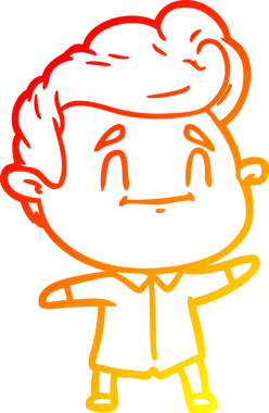 Bir insan tarafından çizilmiş mutlu bir çizgi film karakteri çizimi.