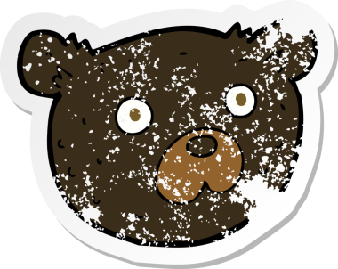 Bir insan tarafından çizilmiş karikatür kara ayısının gerilmiş çıkartması.