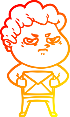 Bir insan tarafından çizilmiş kızgın bir adamın sıcak çizgi çizimi.