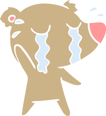 Bir insan tarafından çizilmiş düz renkli karikatür ağlayan ayı