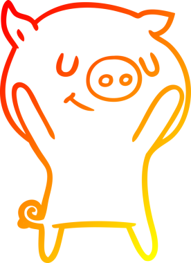 Bir insan tarafından çizilmiş mutlu çizgi film domuzu çizimi.