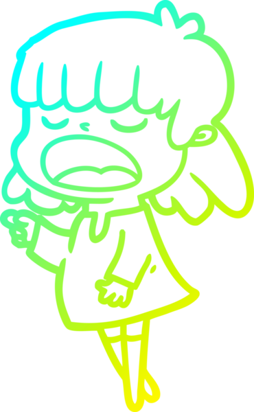 Bir insan tarafından yüksek sesle çizilmiş bir karikatür kadın çizimi.