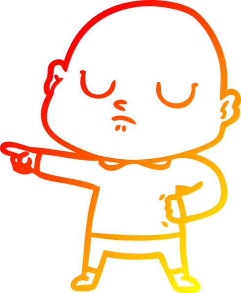 Bir insan tarafından çizilmiş kel bir adamın sıcak çizgi çizimi.