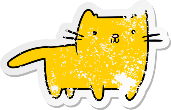 Bir insan tarafından çizilmiş karikatür bir kedinin sıkıntılı çıkartması.