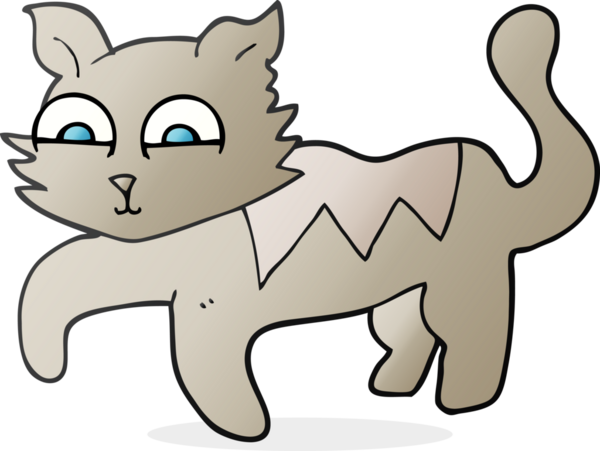 Bir insan tarafından çizilmiş serbest çizim çizgi film kedisi.