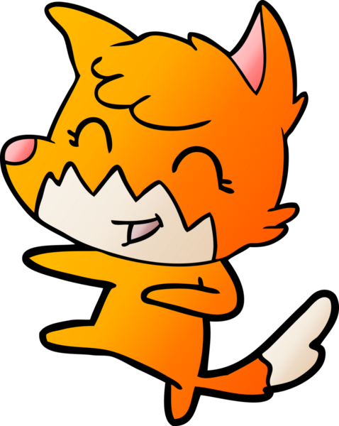 Bir insan tarafından çizilmiş mutlu çizgi film tilkisi.