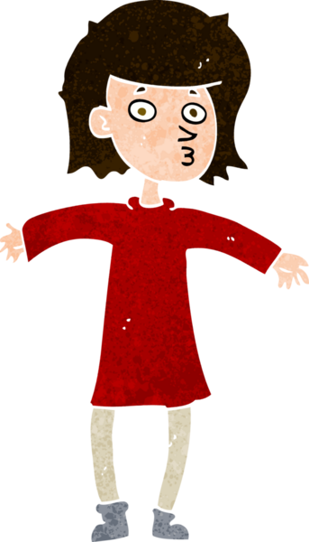 Bir insan tarafından çizilmiş çizgi filmdeki gergin kadın.