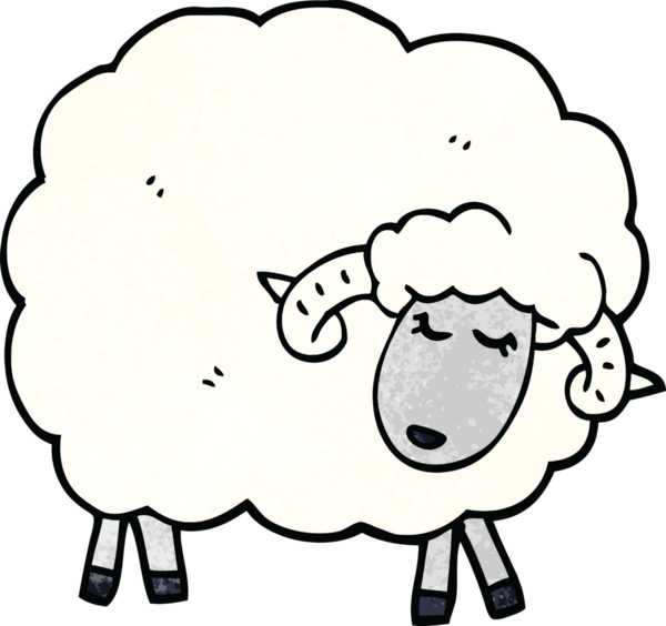 Bir insan tarafından çizilmiş boynuzlu karalama koyunu.